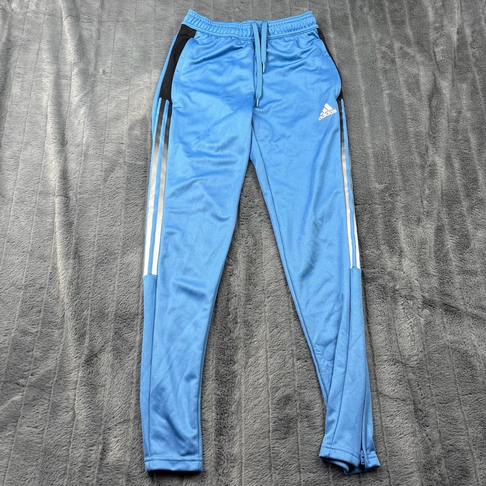 Adidas Tiro Track Pants Mens XS Light Blue Black White 3-Stripe Joggers 13437